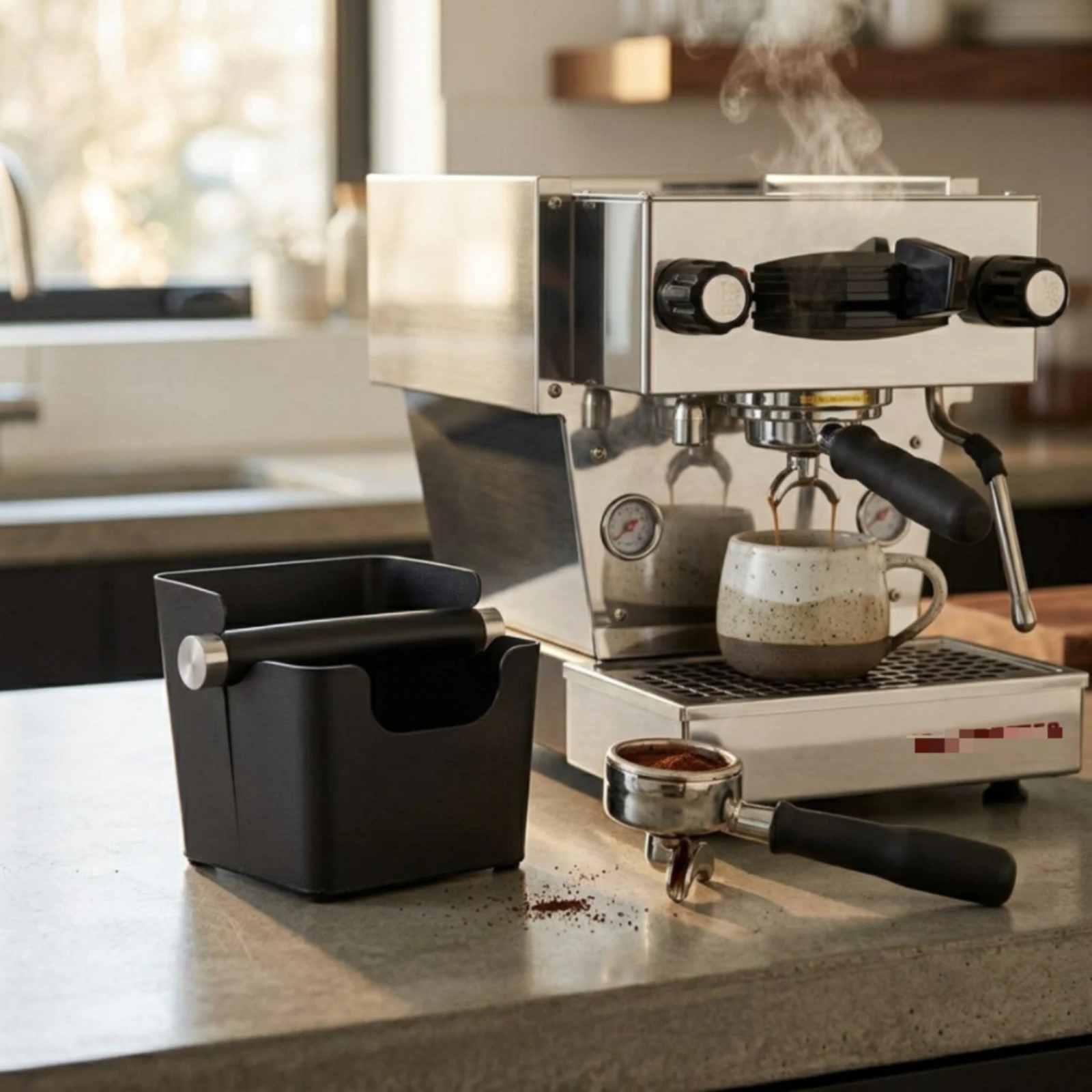 Coffee Knock Box Detachable Design Espresso Knock Box Espresso Dump Bin Non-Slip Base Coffee Grounds Dump Bin Large Capacity view 3
