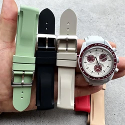 Hot Black Khaki Grey Silicon Watch Strap 20mm High Quality Silicone Watch Band for Monnswatch Omega X Swatch Wristband