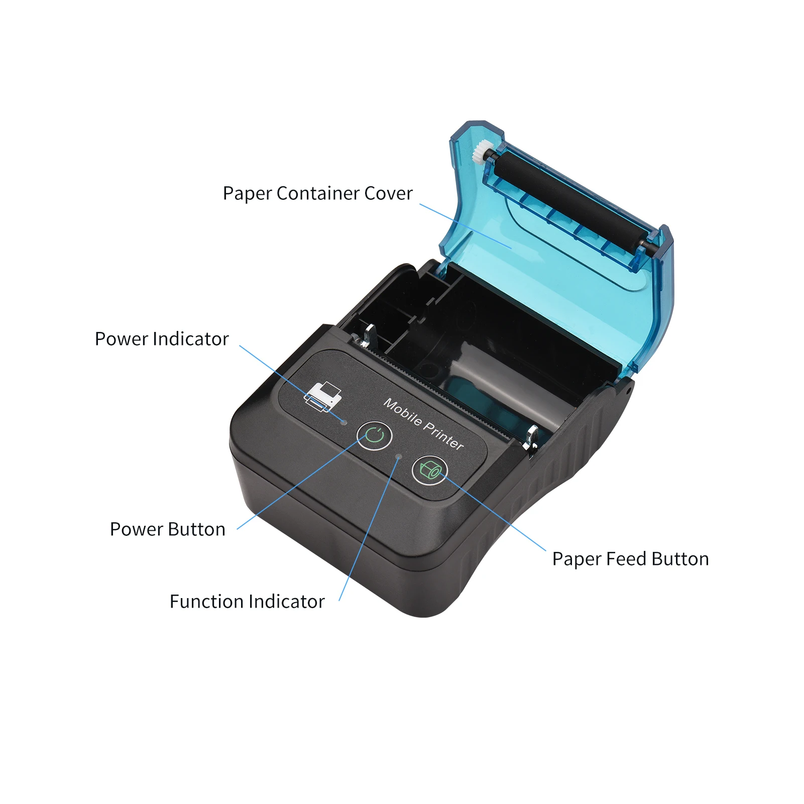 

Bisofice Portable 58mm Receipt Thermal Printer 2 Inches Mini Mobile Pocket Printers with 6 Thermal Paper Roll USB&Wireless