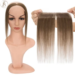 Tess feminino topper cabelo humano 10 polegada natural linha fina remendo de cabelo perda de cabelo mão gancho renda único nó cabelo invisível peruca