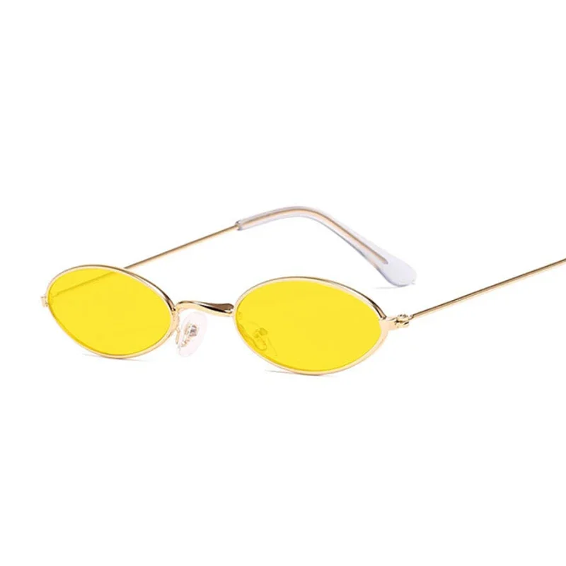 Retro Small Oval Sunglasses Woman Men Vintage Brand Shades Black Red Metal Color Sun Glasses For Female Fashion Designer