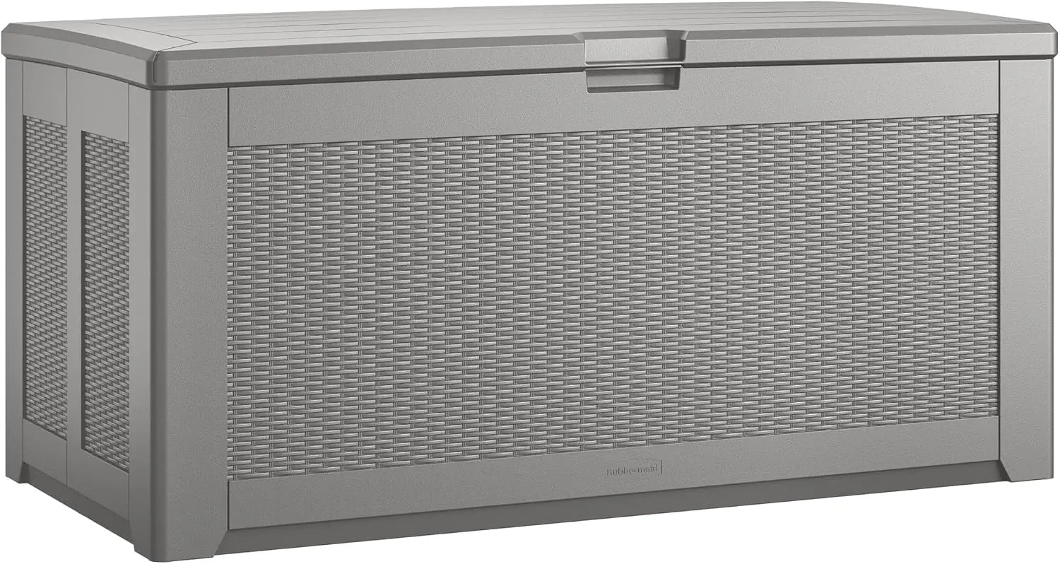 Extra Large Deck Box 134 Gallon Resin Outdoor Storage Box Waterproof Patio Cushion Organizer Heavy Duty Storage Bench Container Chest For Backyard Garden Pool Supplies Porch Lawn, Gray