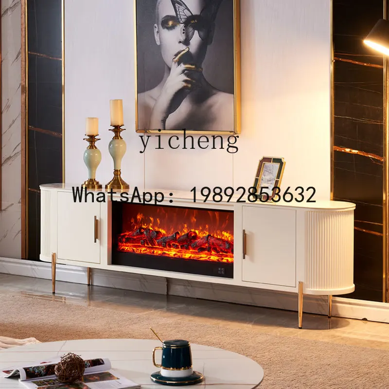 

fireplace TV cabinet solid wood simulation thermal power fireplace decorative cabinet rock slab fireplace heating