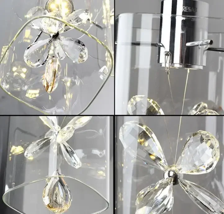 

decorative works Led restaurant lamps flower dining chandelier simple modern stainless steel crystal chandelier