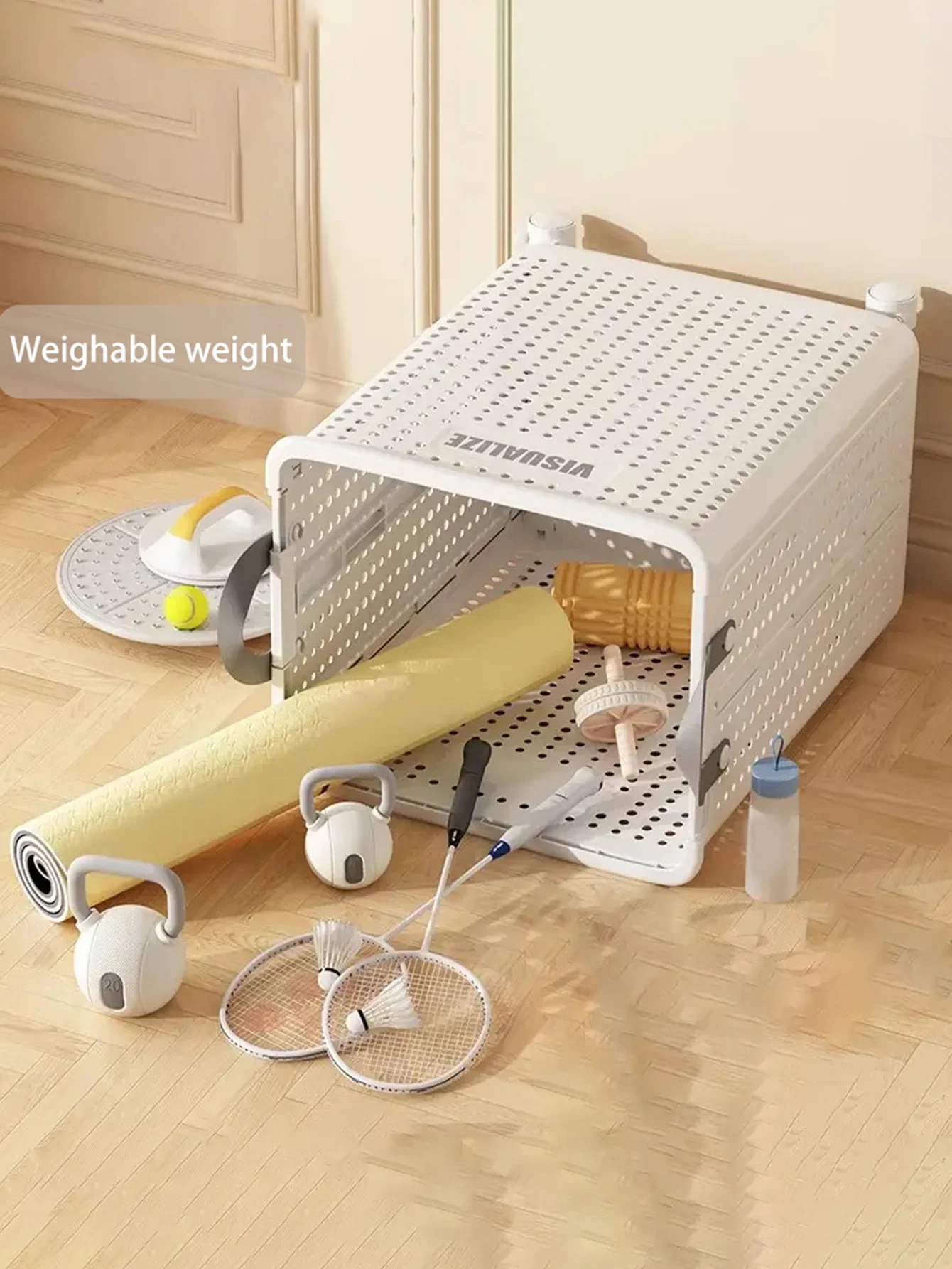 ตะกร้าเก็บของอเนกประสงค์แบบมีล้อพับได้ 1 ชิ้น ตะกร้าใส่ผ้าสกปรก เหมาะสำหรับจัดระเบียบห้องน้ำและระเบียง