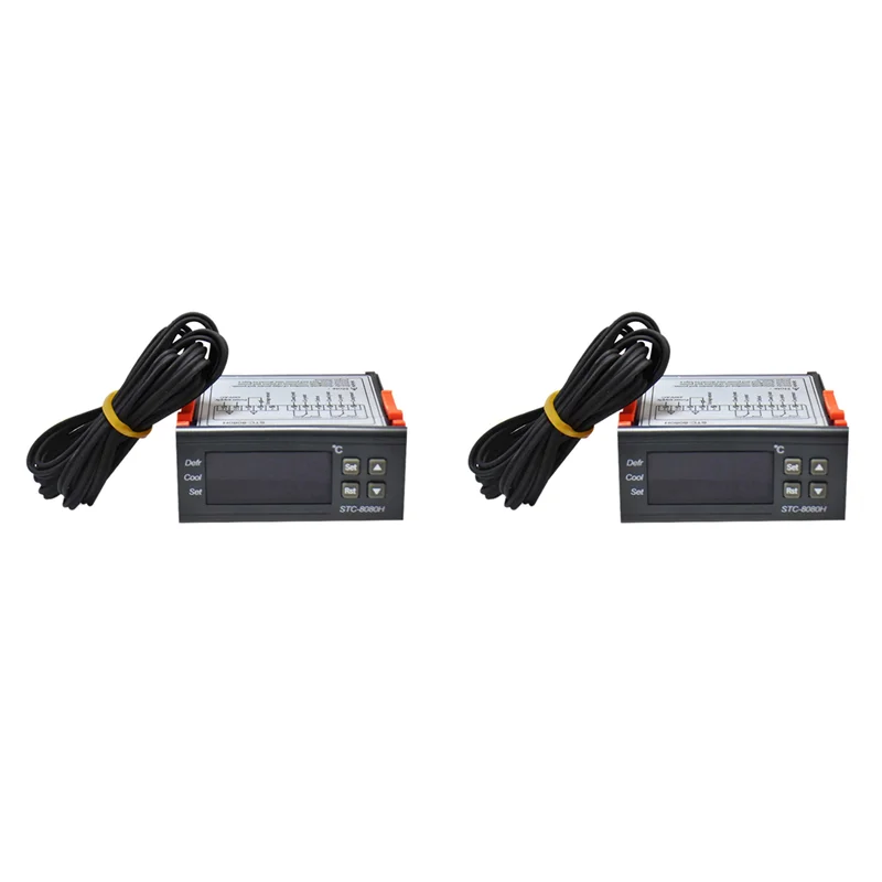 

ABRU-2X STC-8080H Регулятор температуры Термостат для холодильника Цифровой дисплей Микрокомпьютер Контроллер температуры 220 В