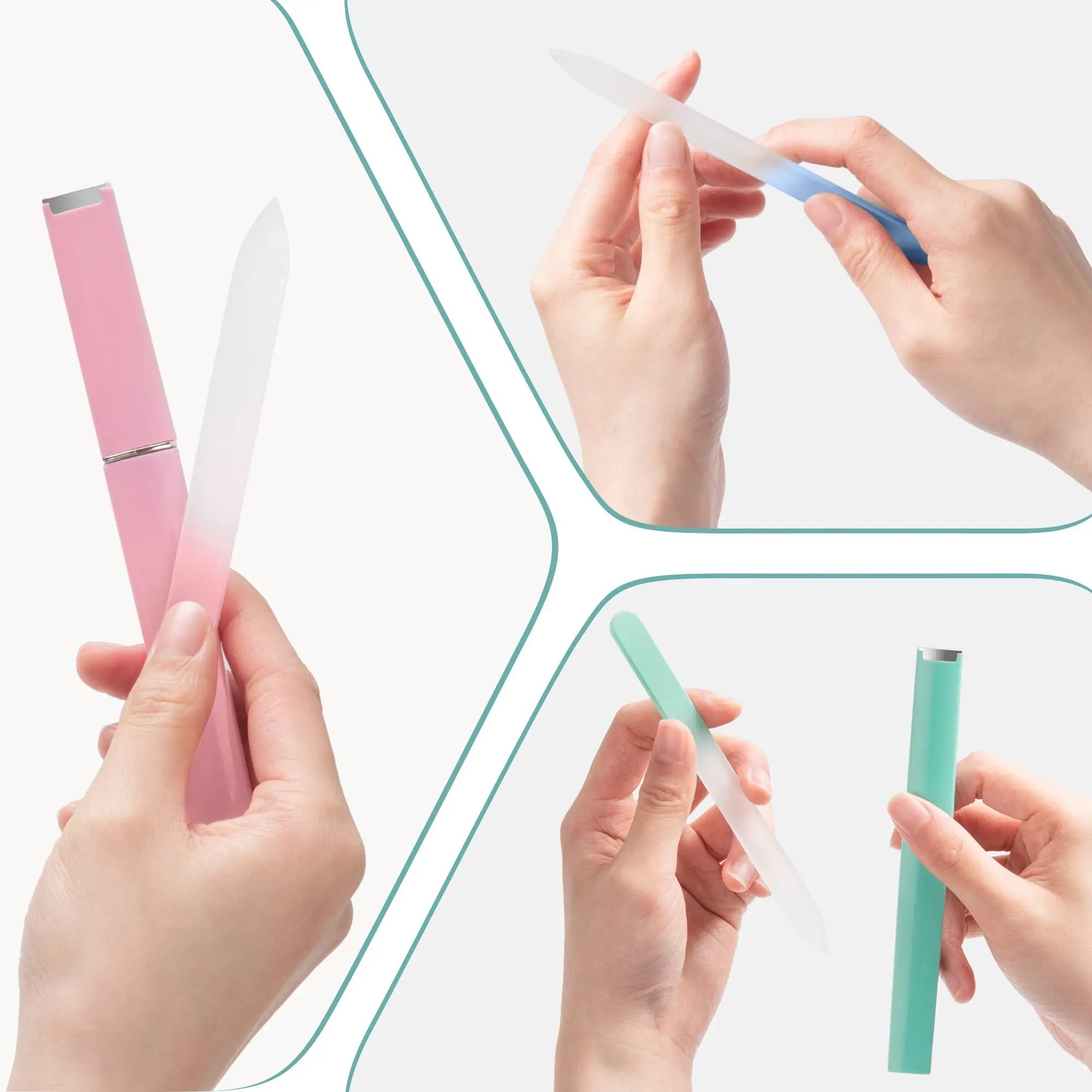 1/3 Pack Glass Nail File Double Sided Professional Etched Fingernail File Washable Reusable with Case for Natural Acrylic Nails