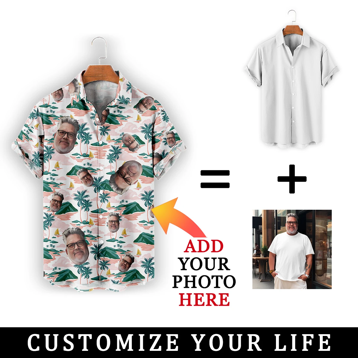 Customized Face Hawaiian Shirt Personalized Tops Summer Men Women Oversized Shirts Custom Design Beach Party Birthday Present