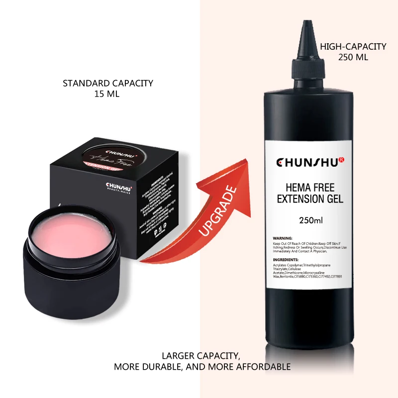 

CHUNSHU 250ML Hema Free Refill Extension Nail Gel Clear Builder UV Led Construction Gel Soak Off Nail Art Manicure Pink White 1P