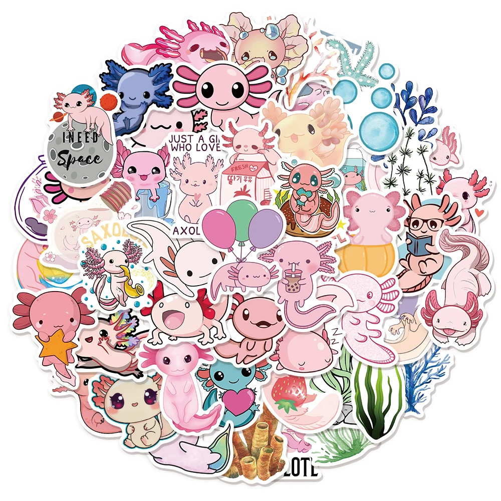 50PCS Axolotl Aufkleber Nette Kreative Graffiti Aufkleber DIY Gepäck Skateboard Wasser Tasse Computer Wasserdichte Aufkleber