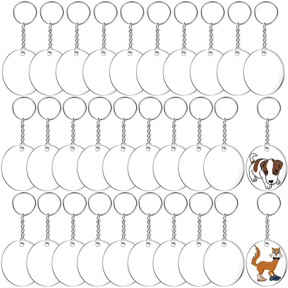 Round Perforated Acrylic Sheet With Metal Clasp Handmade Diy Crafts Backpack Charm, Keychain Decorative Pendant 10/20/30Pieces