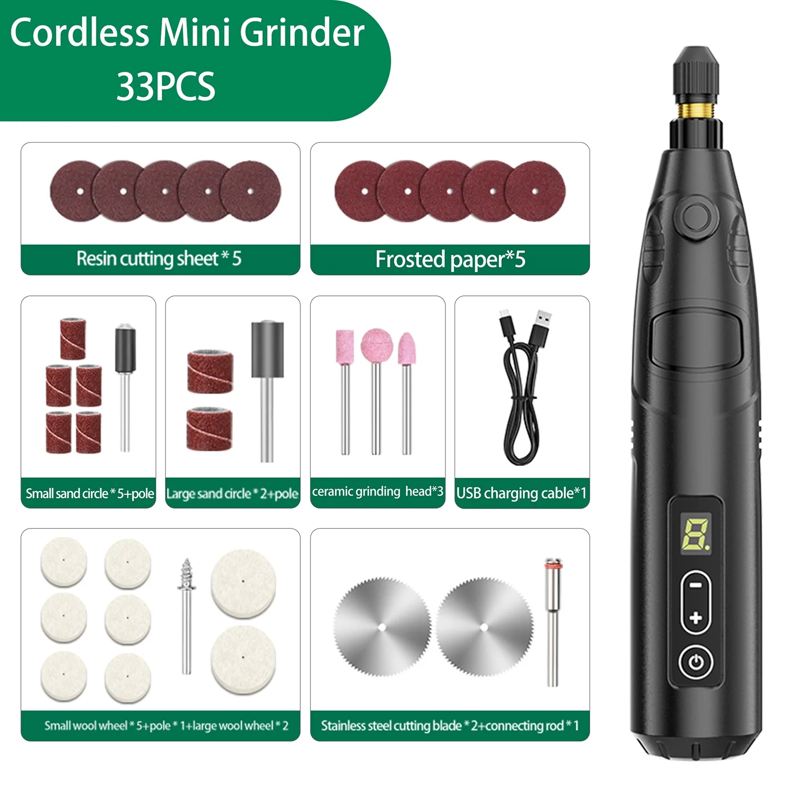 

Polishing Tool Set Cordless Rotary Tool Lithium Battery Speed ​​Adjustable 18000 Rpm Mini Electric Engraving Tool