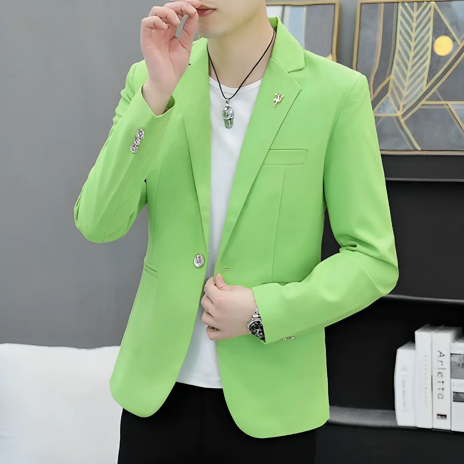 

Блейзер 8-цветный уличный мужской велосипедный модный деловой повседневный утягивающий корейский вариант персонализированный свадебный формальный пиджак