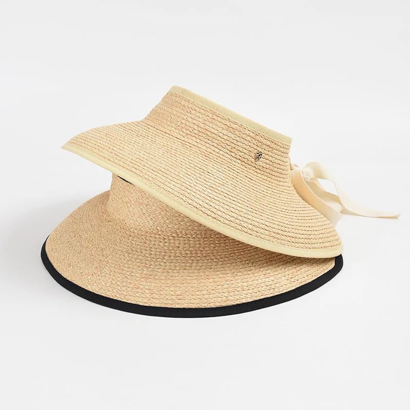 USPOP Hat Women Summer New Designer Edged Straw Sun Hat Foldable Raffia Large Brim Hollow Top Beach Hat