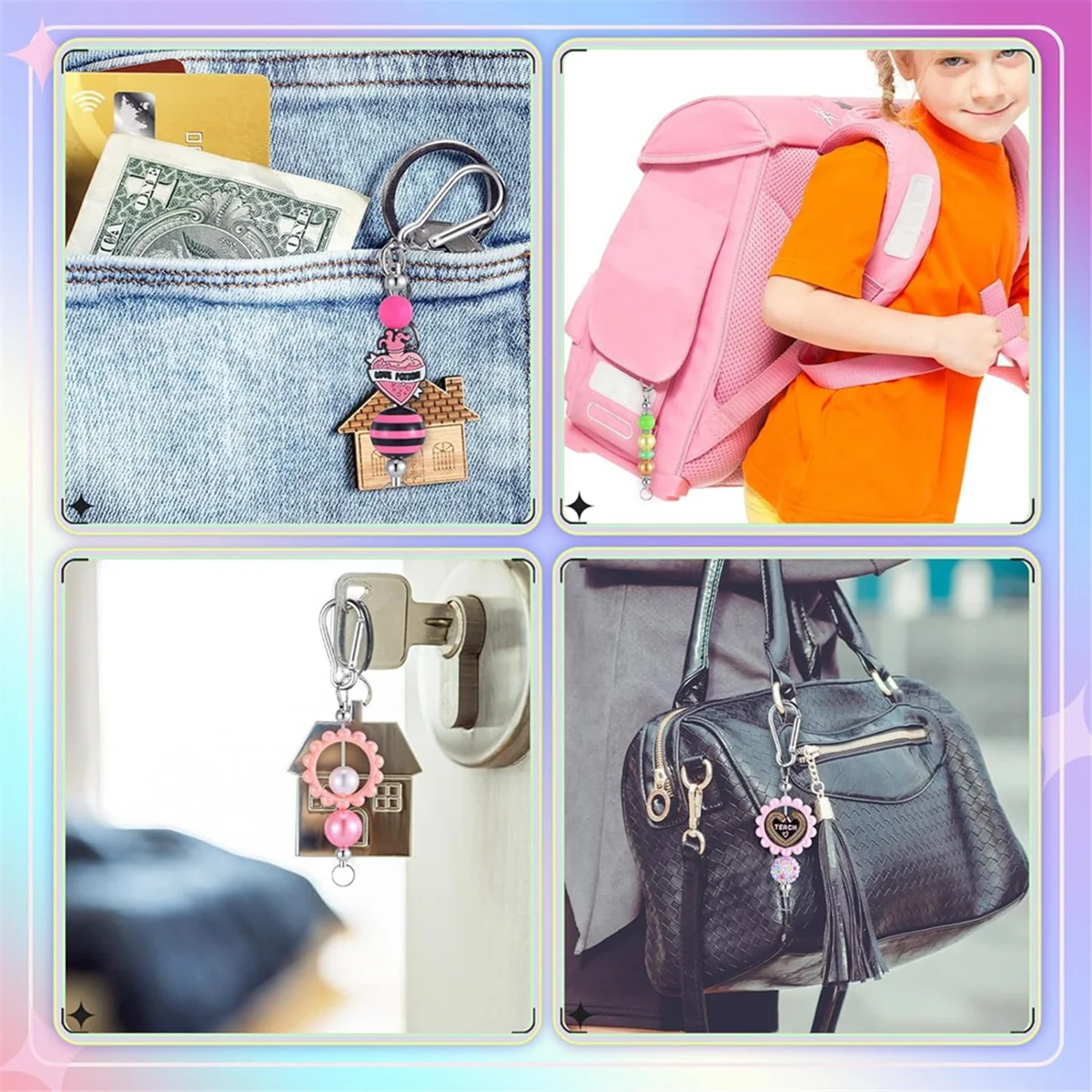 12Pcs Beadable Keychain Bars Silver Bead Keychain Bulk DIY Blank Keychain Bar for Bead Snap Hook Keychain for Making DIY