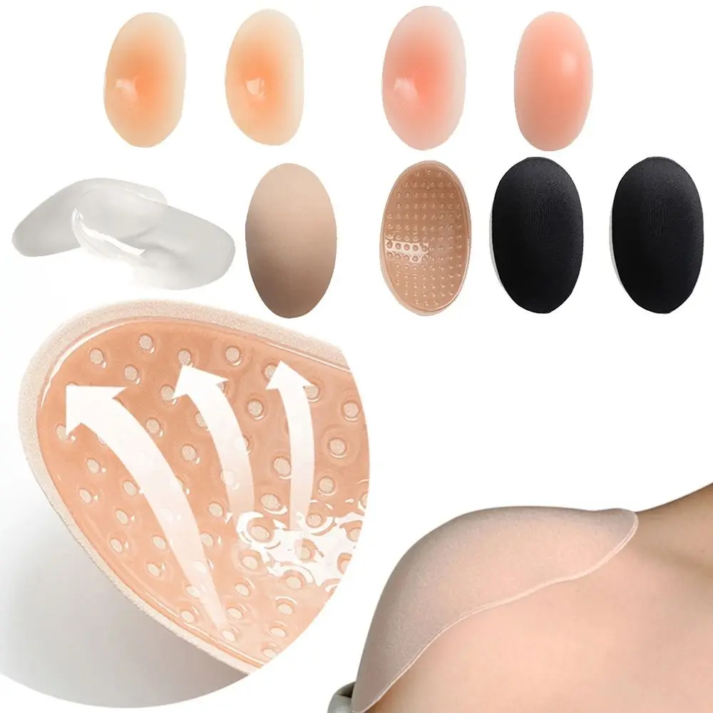 Thickness Anti-Slip Shoulder Pads Self Adhesive Style Traceless Invisible Shoulder Pads Reusable Breathable Sponge Pad for Women