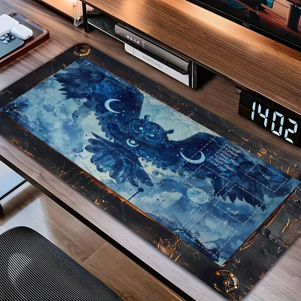 gaming mats Trading Card Game rubber anti-slip Magic playmat edge locking pc accessories Celestial Owl Extended Desk Mat