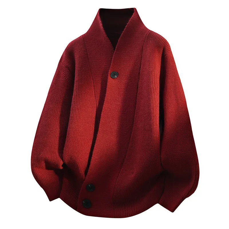 LIBIELIY New Fashion Design Men V-neck Cardigans Sweaters Men Spring Autumn Outwear Loose Sweatercoat Csual Knitted Sweaters Siz