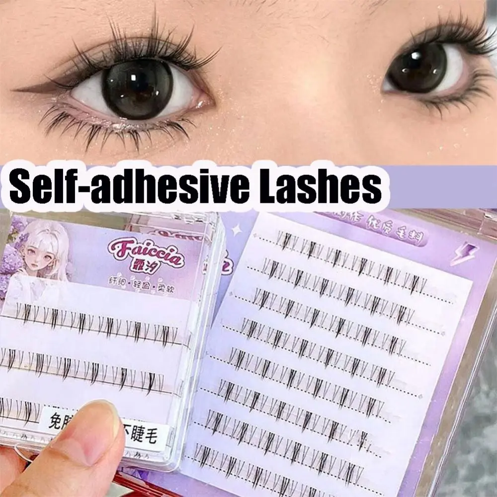 No Glue Needed Self Adhesive Cluster Lashes Press on Reusable Individual Eyelash Handmade Natural Long Segmented Eyelashes