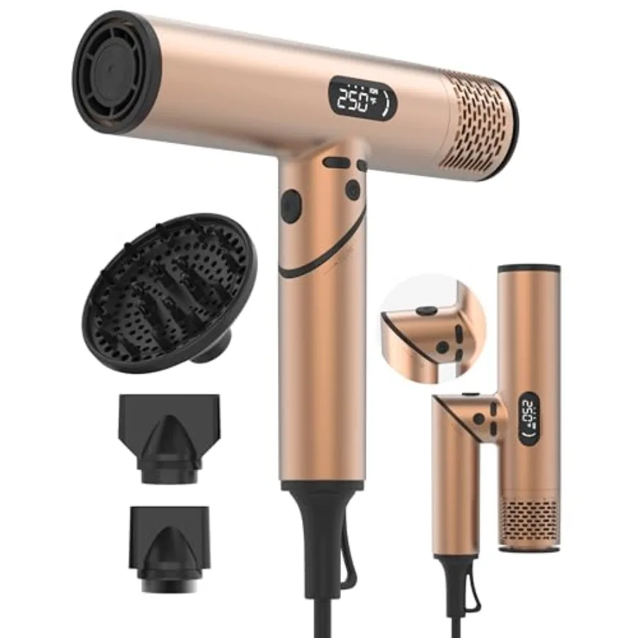 

Дорожный фен с двойным напряжением и диффузором для путешествий по Европе, 1600 Вт, профессиональный высокоскоростной ионный фен с плазменной технологией, автоматический