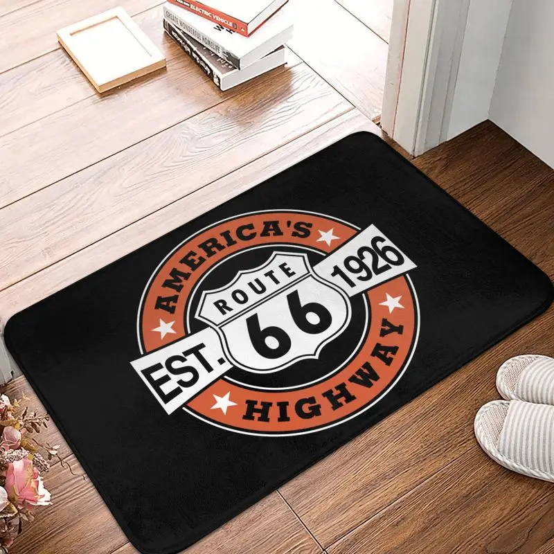 Custom Fashion Route 66 Doormat Anti-Slip Entrance Bath Kitchen Door Floor Mat America's Highway Biker Garage Carpet Rug