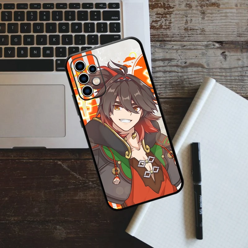 Genshin เคสโทรศัพท์ลาย V4.4กระแทกสำหรับเกม Pyro Character 4ดาวสำหรับ Samsung Galaxy A54 53 52 51 F52 A71 Note20 S24 M30 S23เฉียบ