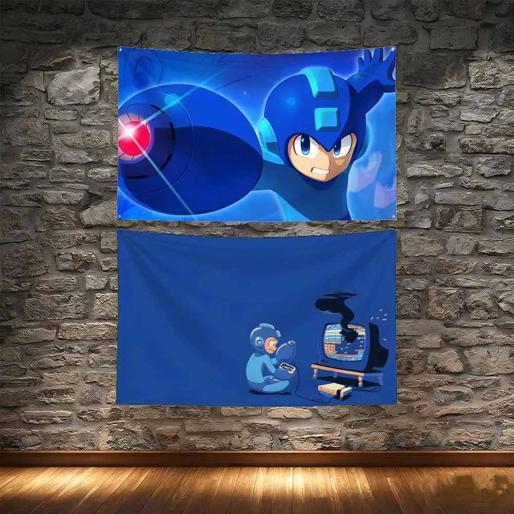 Retro Platformer Game M-Mega Man Flags Tapestry Creative Pattern Photo Living Room Wall Art Party Outdoor Decor