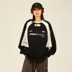 Y2k Clothes Oversized Sweatshirts Hip Hop Long Sleeve O-Neck Casual Streetwear Loose Letter Man Sweatshirts Dance