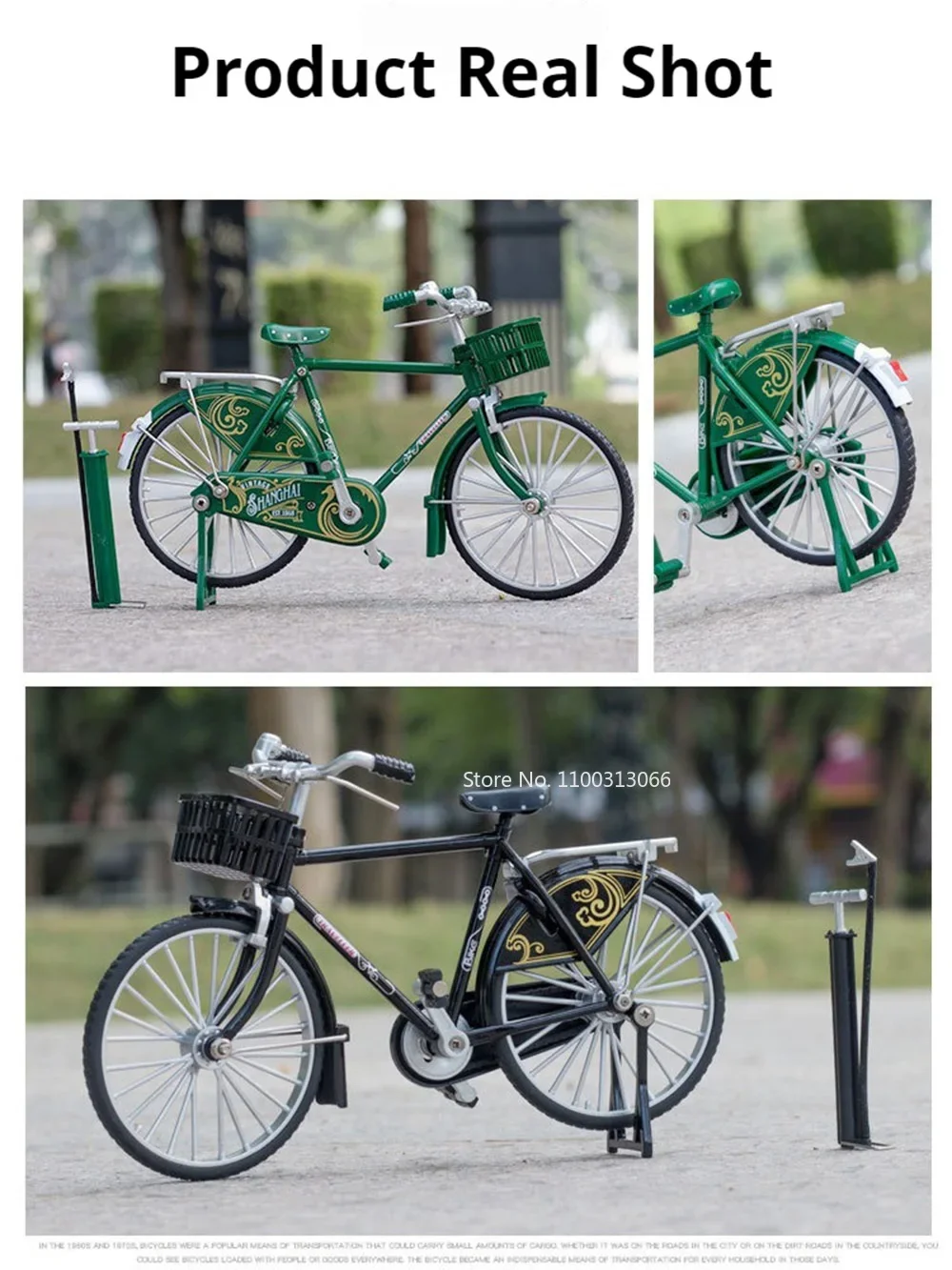 1:10 Scale Alloy Diecast Retro Bicycles Cars Toys Models Wheel Steering Rubber Tires Miniature Bikes Children Festival Presenst