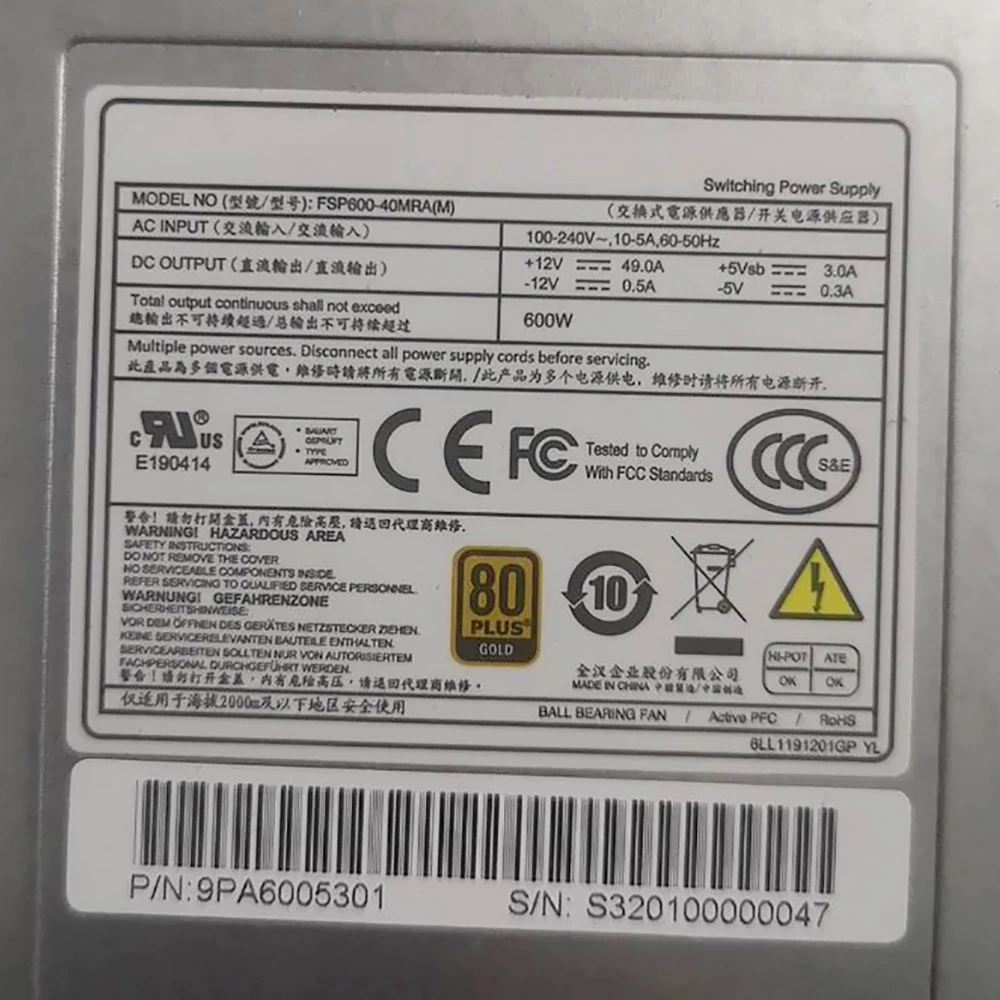 

FSP600-40MRA(M) 600 Вт для импульсного источника питания FSP Medical FSP600-40MRA