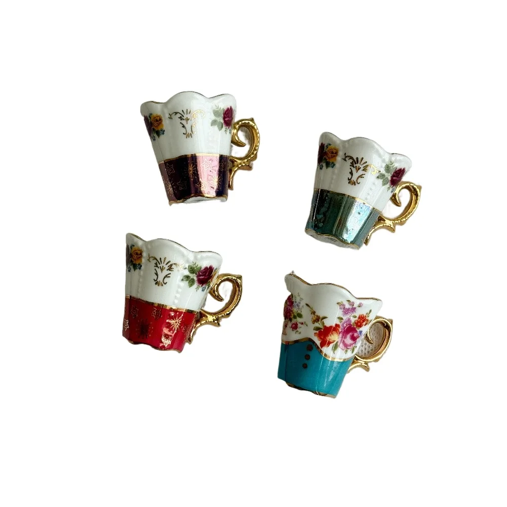 The Appearance Is Very High, Colorful Pearl Glaze Petals Heart-shaped Concentrated Coffee Cup Single Cup 80ml
