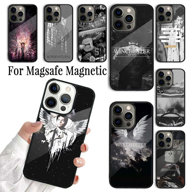 Phone Case For iPhone 16 15 14 13 12 11 Pro Max Plus Magsafe Magnetic Wireless Charging Cover Castiel WINCHESTER Supernatural