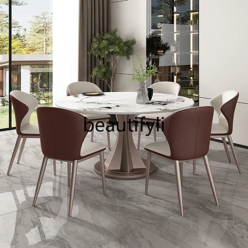 Modern minimalist multi-functional round table and chair combination household with induction cooker