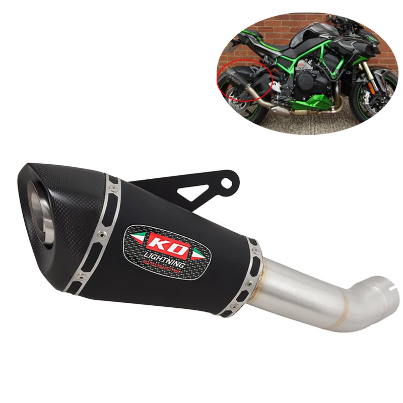 كاتم صوت من ألياف الكربون المعدل للعادم الكامل للدراجات النارية مع أنبوب ربط DB Killer لـ KAWASAKI ZH2 2020-2025 ZH2SE 2021-2025