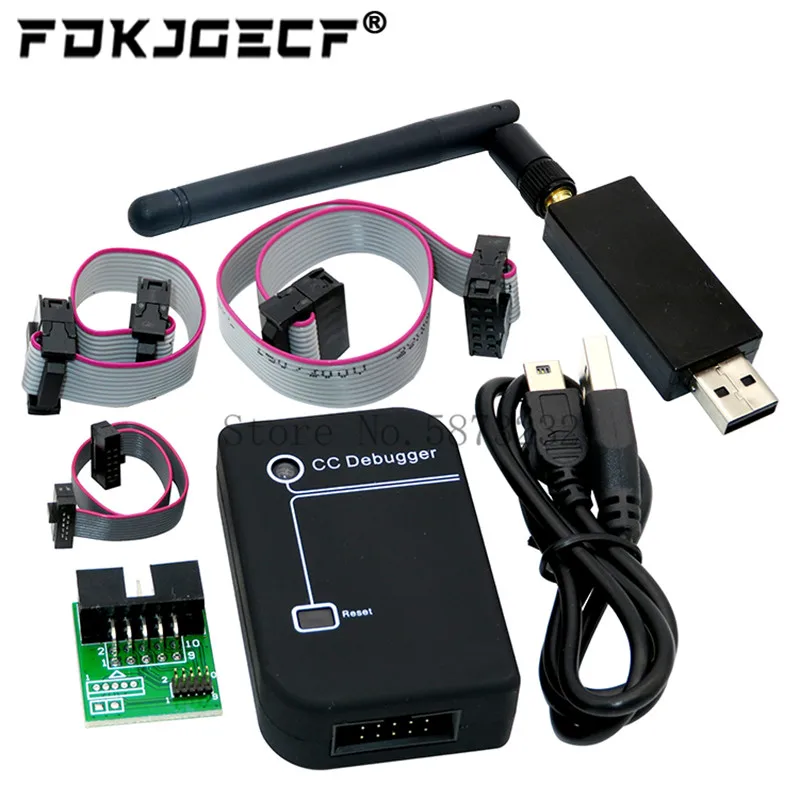 Emulador Zigbee CC2531 CC-Debugger programador USB CC2540 Sniffer con carcasa + antena conector de módulo Bluetooth Cable de descarga