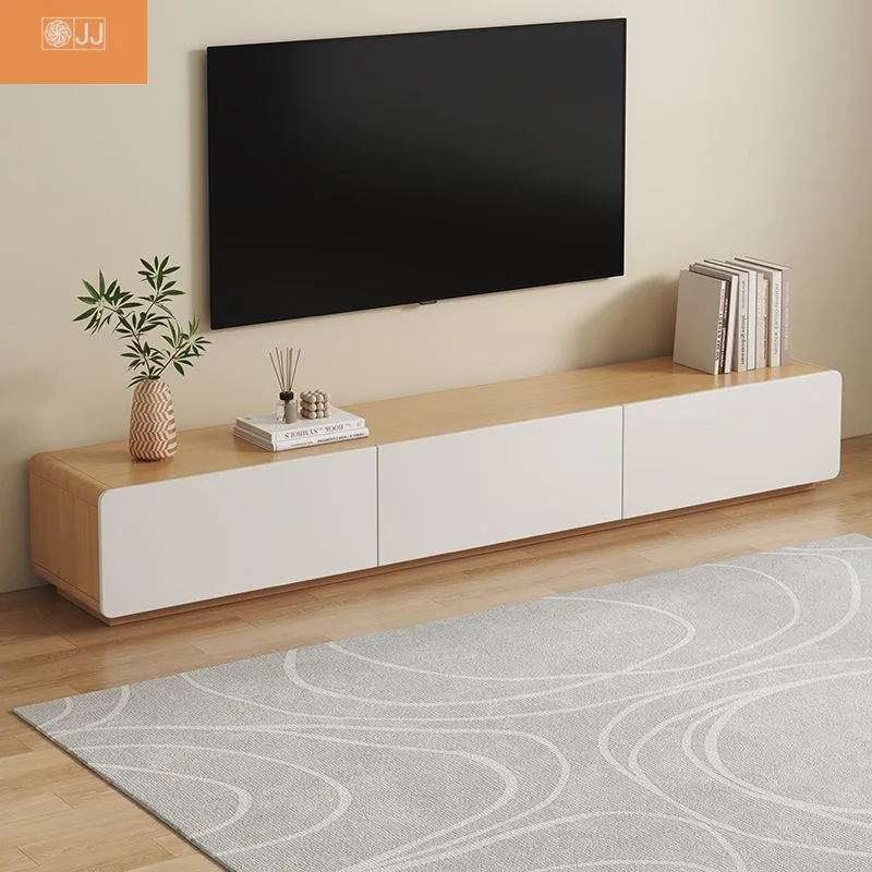 

Комбинация тумбы под телевизор и журнального столика из массива дерева. Современный простой дизайн для гостиной. Напольная тумба под телевизор.