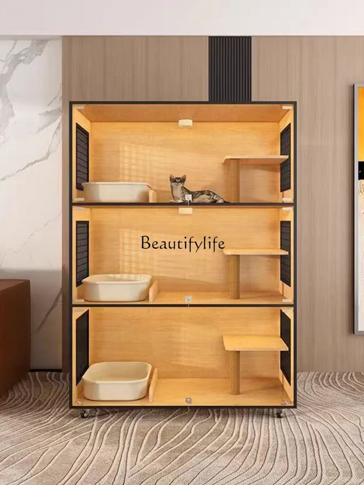 

FG44Solid Wood Three-Layer Cat Cage Pet Shop Breeding Foster Cage Delivery Room Display Cat Cabinet