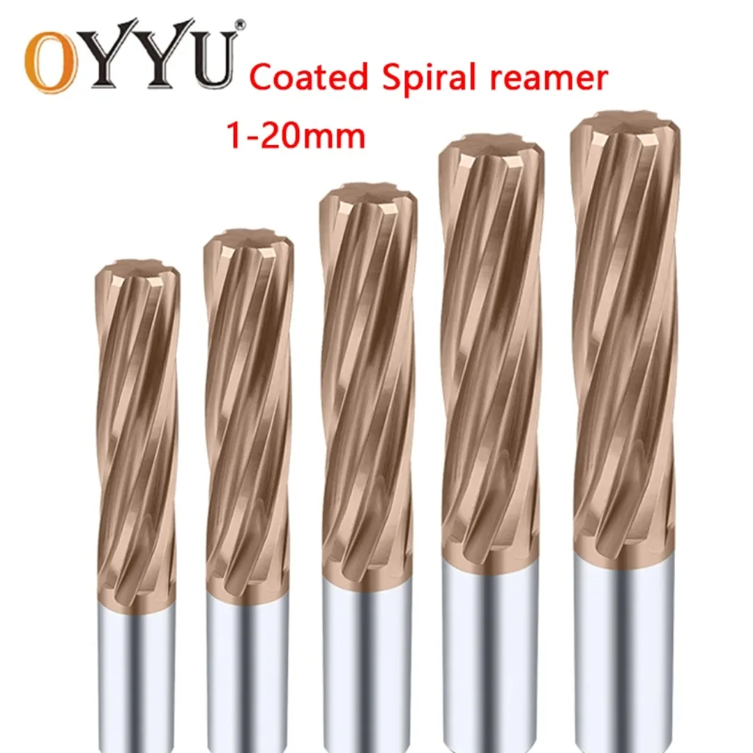 

OYYU Spiral Reamer Tungsten Steel Coating Straight Shank Alloy CNC Machine Metal Cutter HRC55 1-20mm High Precision Tool 50L 60L