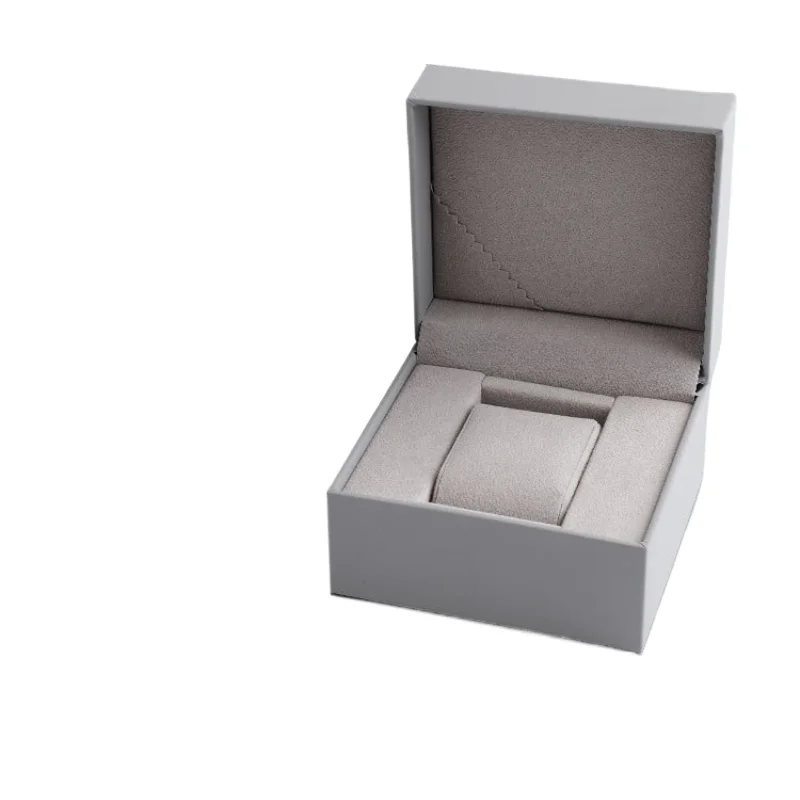 Smooth Surface and Plush Gray Inside PU Leather Watch Case Storage Business Packaging Box Surface Free Customization Logo OEM