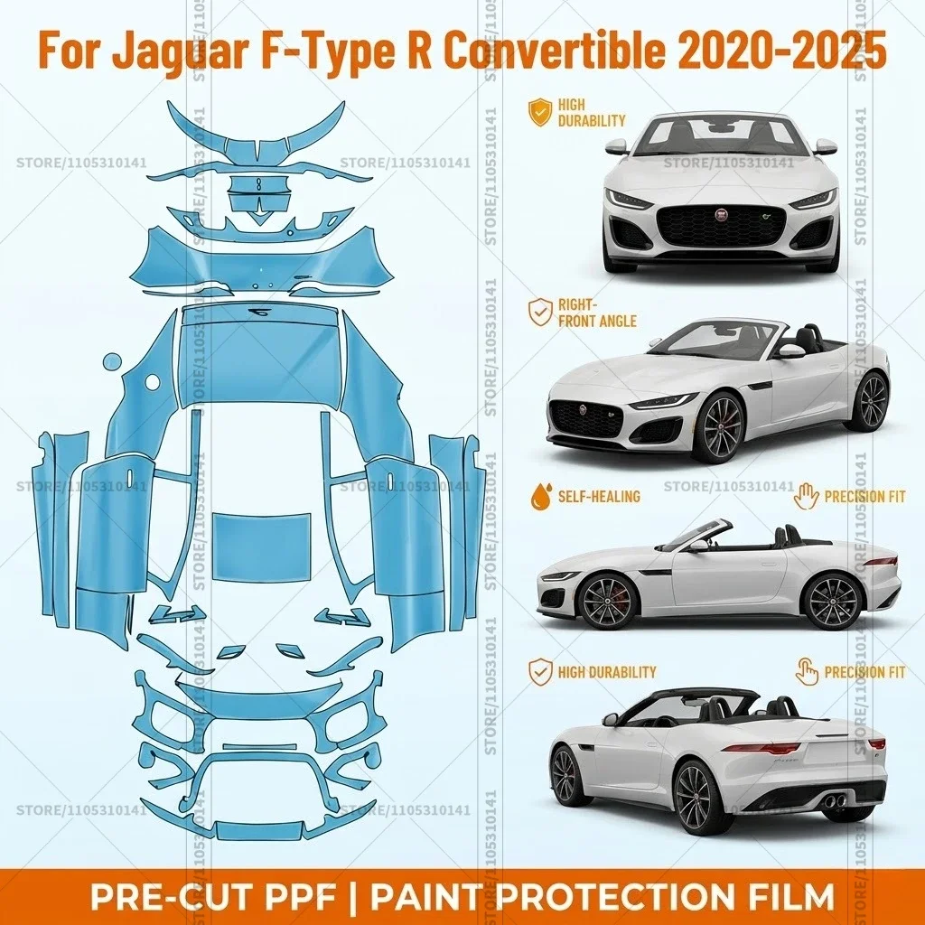 

Pre-Cut Paint Protection Film PPF Transparent Bumper Protector Automotive Bra Car Film For Jaguar F-Type R Convertible 2020-2025