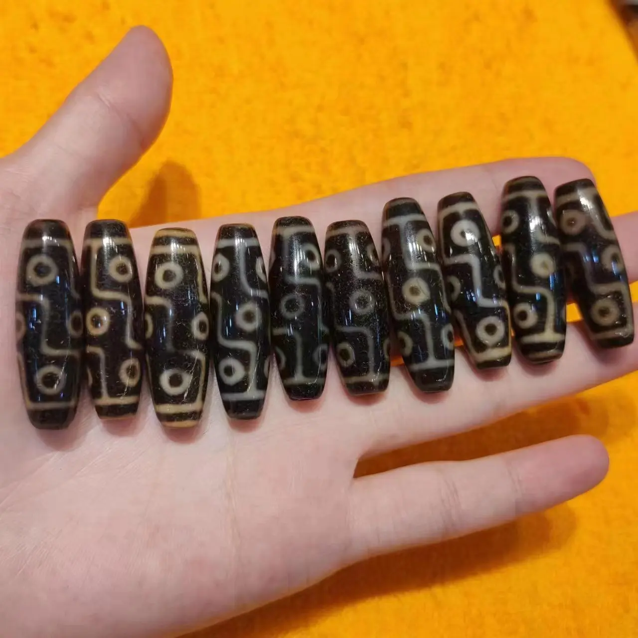 1pcs/lot natural nine-eye pattern old agate dzi black gold Handmade beads Weathering lines Old mine raw material diy jewelry