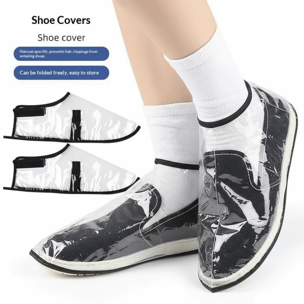 1Pair Transparent Shoe Covers Dustproof Waterproof Easy Wear And Remove Shoe Protectors Elastic Band Hair Stylist Covers
