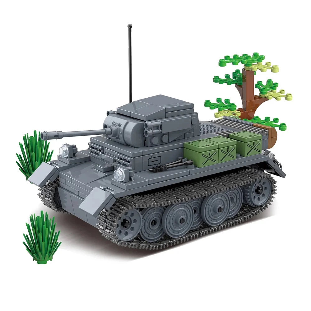 Panzer II Luchs Light Tanks Bricks Set WW2 Military Weapons Tank Building Blocks Creative MOC Models Kids Toys For Children Gift