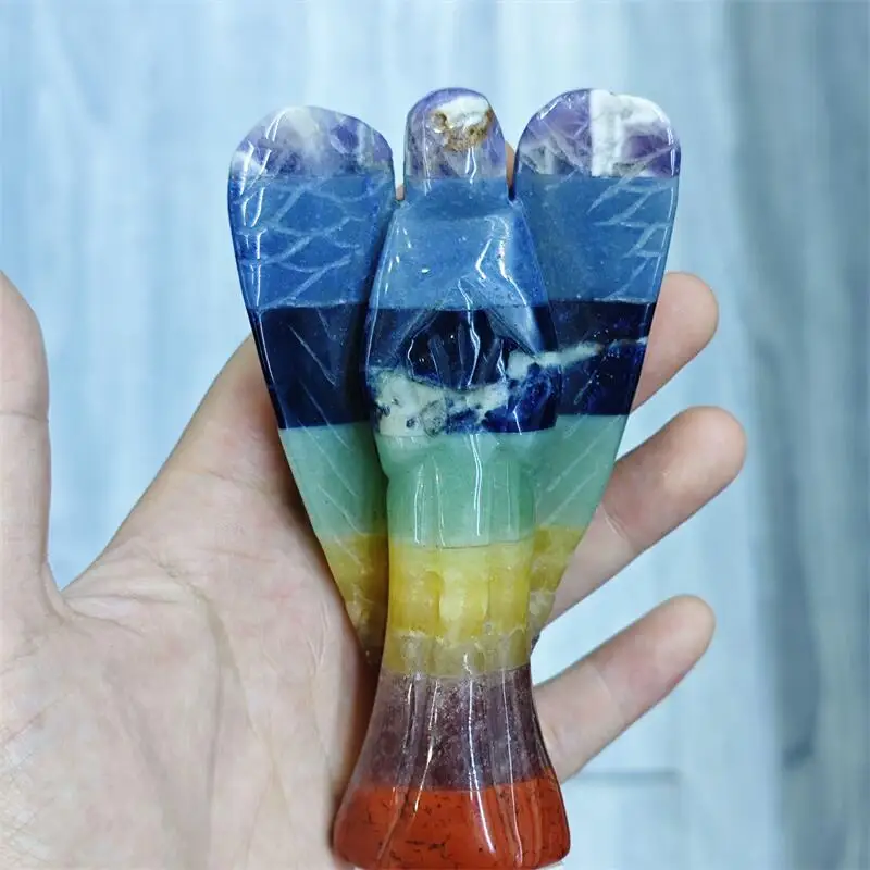 Natural Crystal Quartz Seven Chakras Angel Carving Crystal Halloween Gift Festival Craft For Decoration 1pcs