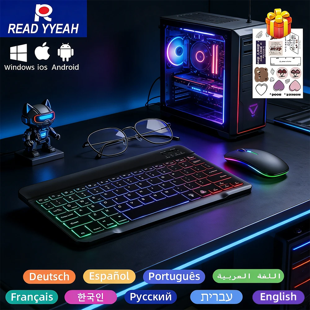 2026 New Bluetooth Keyboard Mouse For iPad Xiaomi Samsung Android iOS Windows Tablet Phone Mini Wireless Keyboard Spanish Hebrew
