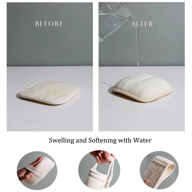 Soft Natural Exfoliating Loofah Sponge Scrubber Long Strip Double-side Rubbing Bath Towel Face Body Shower Scourer Bast Wisp