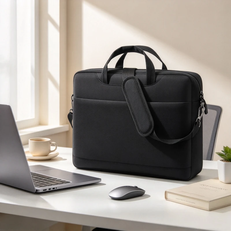 18.5 Inch Portable Monitor Bag Black Padded Shoulder Case with Shock Absorbing Foam Water Resistant Fabric Multiple Compartments