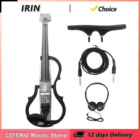 IRIN AU-10 4/4 violín eléctrico de fibra de carbono violín eléctrico silencioso violín profesional con auriculares Cable de reposapiés