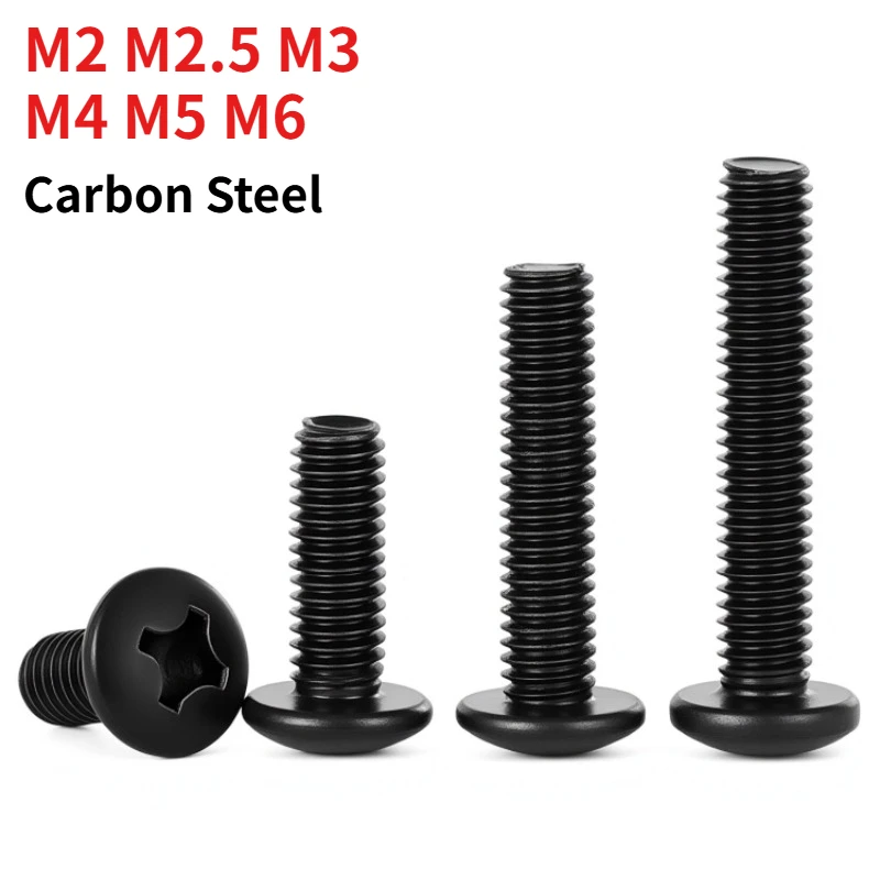 M2 M2.5 M3 M4 M5 M6 Nickel Plated DIN967 Phillips Mushroom Truss Head Screws, Wide Round Flat Head Bolt