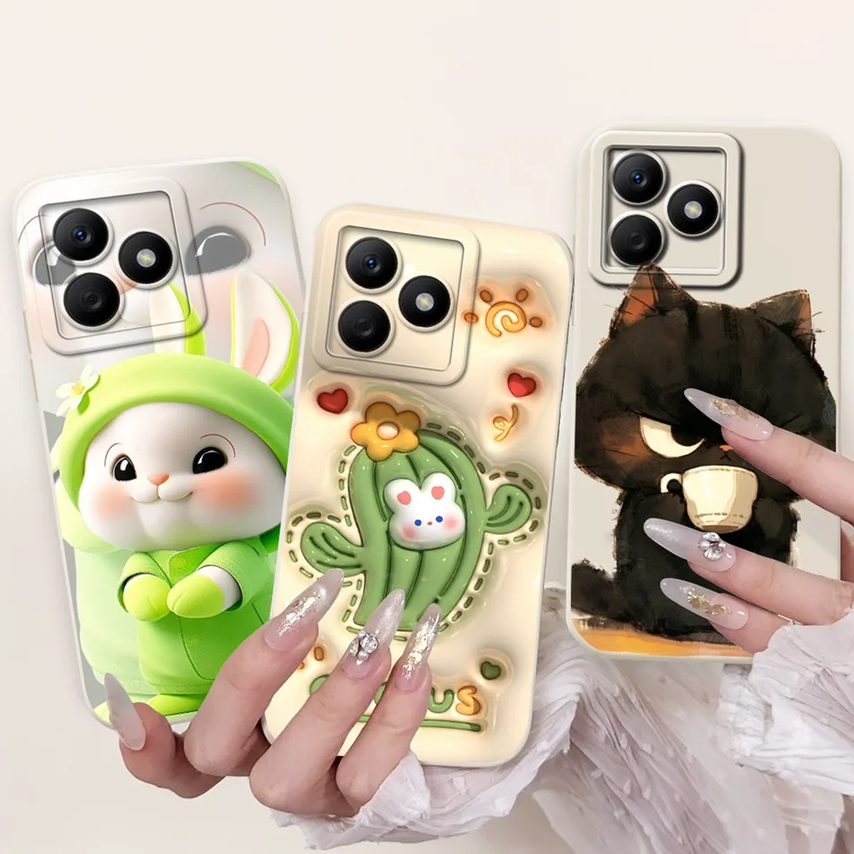 

For Realme C63 C61 Cute Cat Rabbit Cartoon Phone Case For Realme C61 C63 4G Jelly Silicone Shockproof Soft Cases
